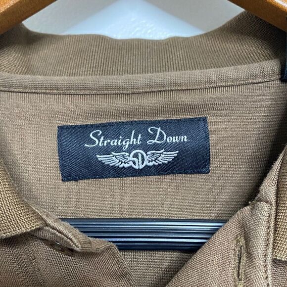 đStraightâDownâGreyhawkâEmbroidered GolfâPoloâBrownâSizeâMedium - Picture 4 of 5